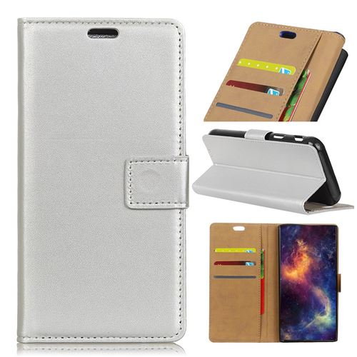 Etui en PU flip argent pour votre Motorola One Power/P30 Note