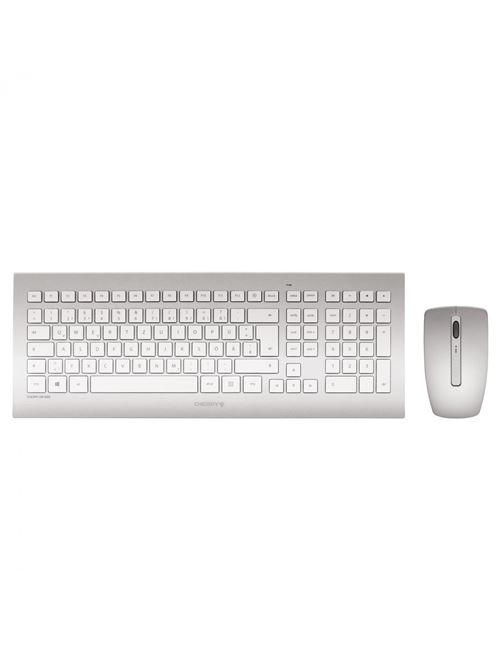CHERRY DW 8000 - Toetsenbord en muis set - draadloos - RF, 2.4 GHz - Frans - wit, zilver