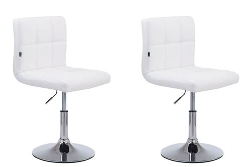 Lot de 2 chaises lounge Palma V2 en similicuir - Piètement en métal chromé - Siège Blanc