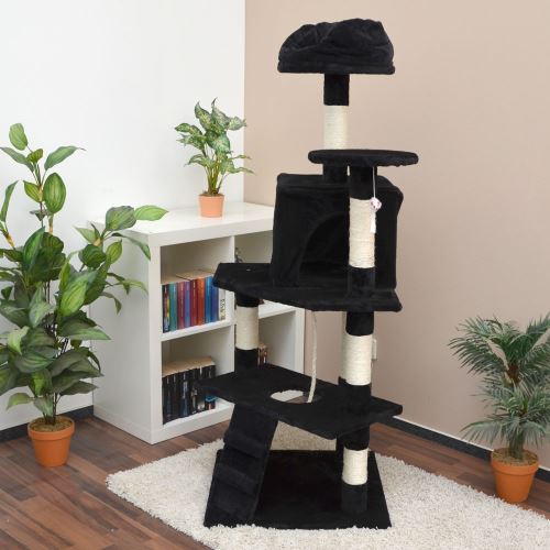 Arbre A Chat Griffoir Timo Taille Moyenne 150 Cm Sisal Naturel Arbre De Jeu Et Escalade Noir Paniers Et Mobilier Pour Chat Achat Prix Fnac