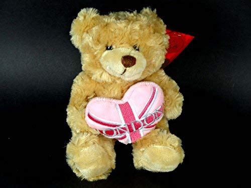 Teddy Bear - Teddie Holding a Pink Union Jack Heart with London Embroidery in Silver (15 cm Sitting)