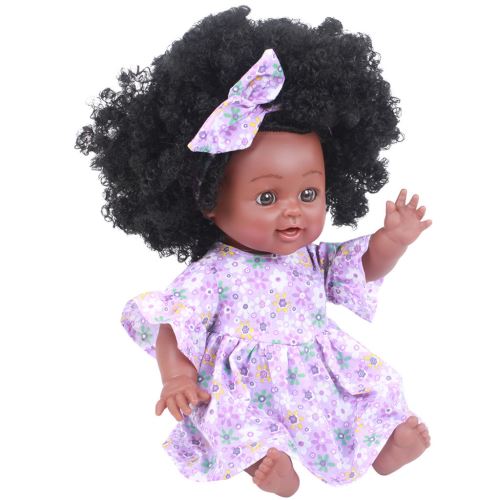 Black Girl Afro-Américaine Poupées Jouer Lifelike 35cm de Poupées Jeu pour Bébé Pp Poupées Violet PT276