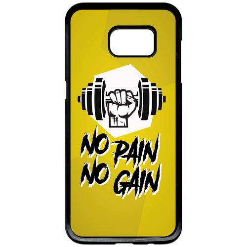 Coque Samsung Galaxy S7 Edge No Pain No Gain Fond Jaune