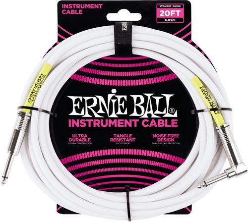 Ernie Ball Blanc Cables Instrument Classic Jack/Jack Coudé 6M Câbles Jack / Instrument - Image 3