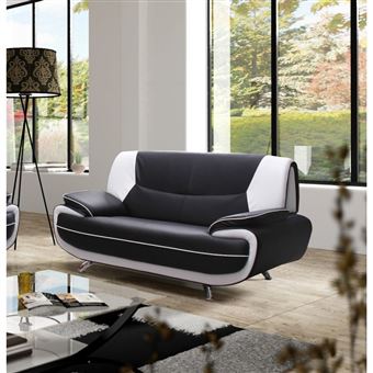 Canape Margo Simili Noir Blanc 2 Places Achat Prix Fnac