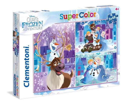 Clementoni - 25228 - Supercolor Puzzle - Olaf's Frozen Adventure - 3 x 48 Pièces - Disney