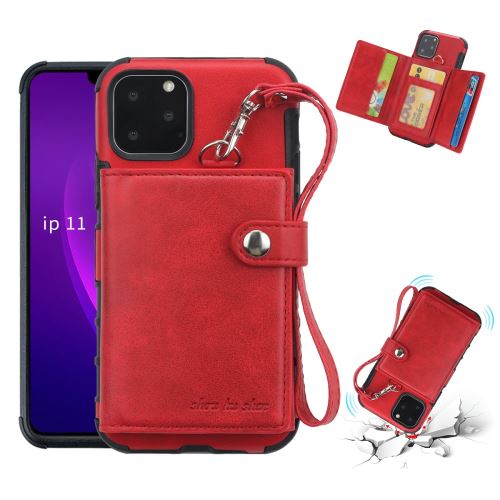 Coque en TPU + PU avec porte-cartes multifonctions rouge pour votre Apple iPhone 11 Pro 5.8 pouces (2019)