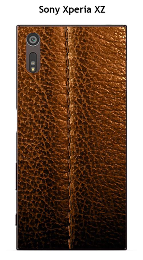 Coque TPU gel souple Sony Xperia XZ design Cuir marron piqure