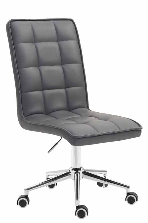 Chaise de bureau Peking V2 en Similicuir - Assise capitionnée - Piètement Métal - Pivotante Reglable en Hauteur - Couleur Gris