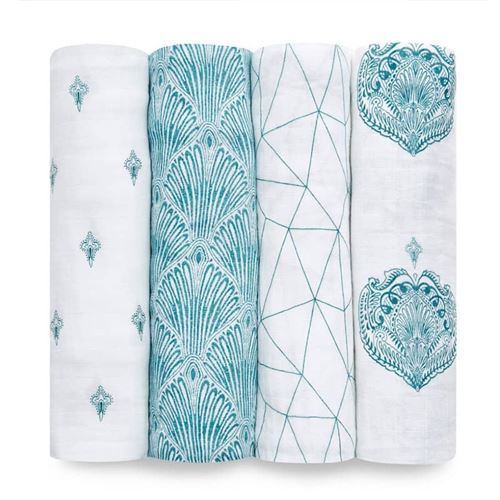Pack de 4 maxi-langes Paisley Teal Aden et Anaïs