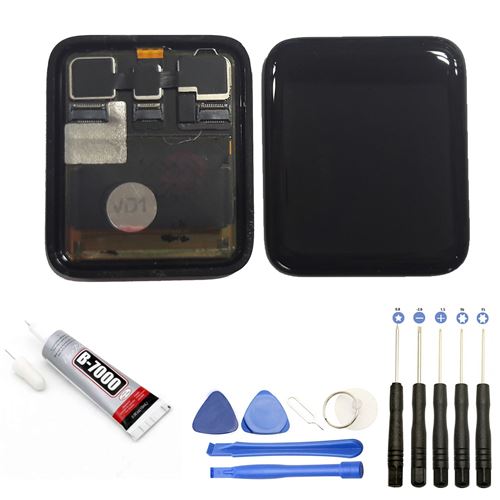 Visiodirect® Ecran complet: Vitre + LCD compatible avec Apple Watch Series 2 38m NOIR+ Kit outils + Colle B7000 Offerte