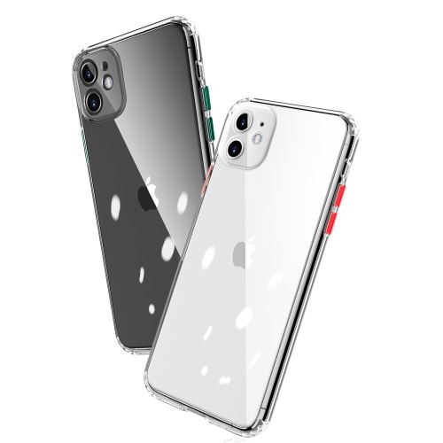 Coque en TPU clair antichoc souple bouton rouge pour votre Apple iPhone 11 6.1 pouces