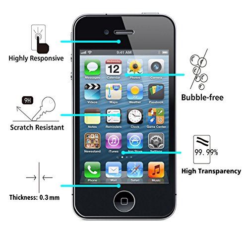 iVoler [Pack de 2] Verre Trempé iPhone 4S / iPhone 4 [e à Vie], Film Protection en Verre trempé écran Protecteur vitre (0,3mm HD Ultra Transparent)