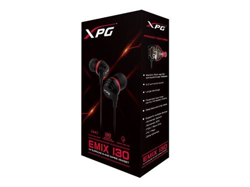 XPG Emix I30 - In-ear hoofdtelefoons met micro - inwendig - met bekabeling - 3,5 mm-stekker