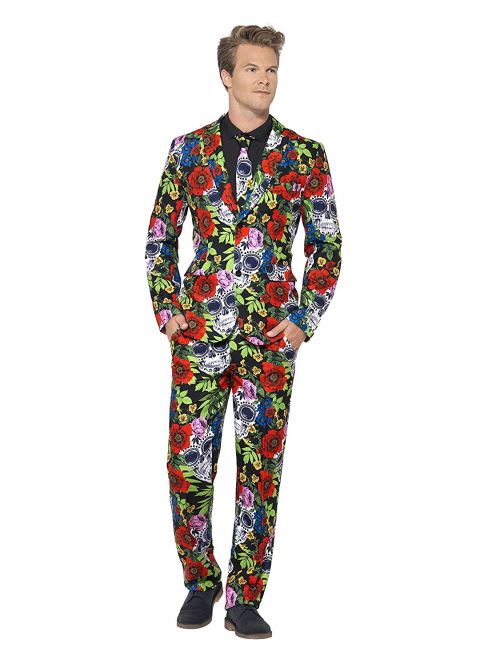 Smiffys Costume Jour des morts, Multicolore, avec veste, pantalon et cravate