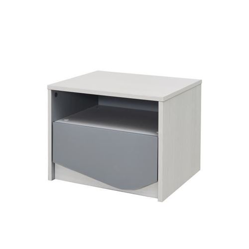 IGLOO Table de chevet enfant - 1 Tiroir - Decor Chene Clair/Gris - L45,5 x P35 x H35 cm