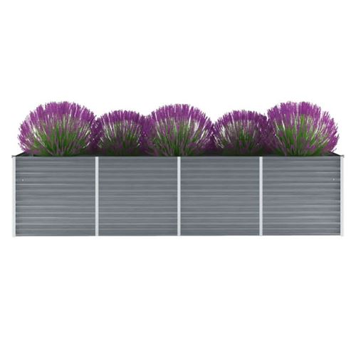 Vidaxl Gris Lit Surélevé De Jardin Acier Galvanisé 320X80x77 Cm - Image 1