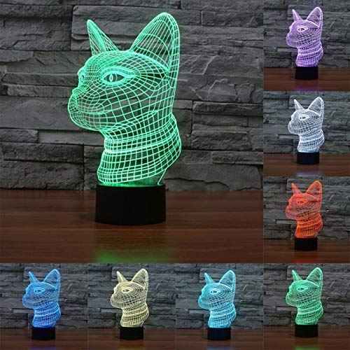 Lampe 3D Visage de Chat Lumière 7 Couleurs Luminaire LED Décoration - YONIS