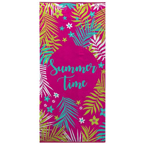 serviette de plage 70 x 150 cm eponge velours imprime sunny time
