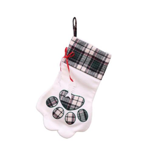 Bas de noël sac cadeau animaux de compagnie griffe de chat - décorations de noël, bleu 45x20CM
