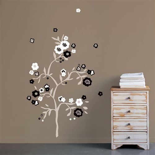 Sticker mural Black & white flowers Draeger la carterie