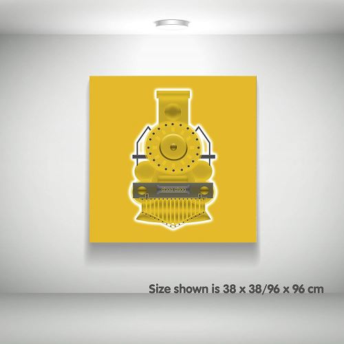 Feel Good Art Toile sur Cadre Art Mural de Style Moderne/Illustratif Train d'Époque Jaune 51 x 51 x 4 cm Grand