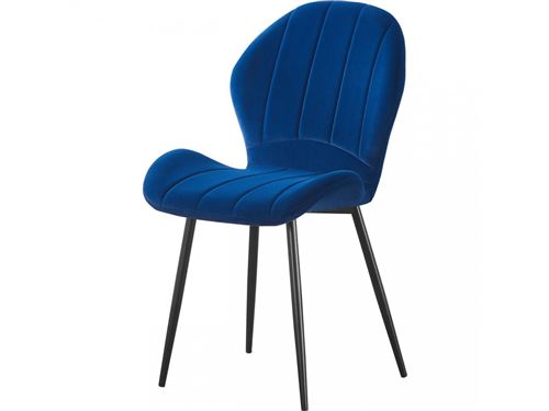 BOBOCHIC Lot de 2 chaises en velours VERA Bleu Marine