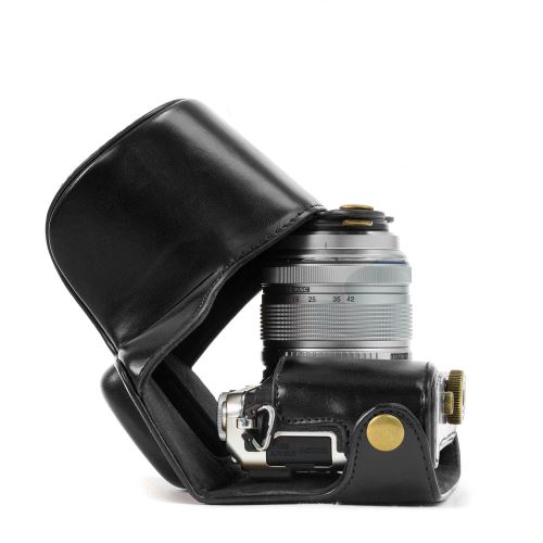 MegaGear Ever Ready Étui de protection en cuir pour appareil photo, sac pour Olympus E-PL7 14-42mm Lentille