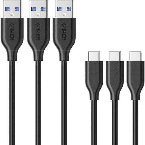 Lot de 3 Câbles USB C vers USB 3.0 [90 cm] Powerline avec Résistance 56k ohms pour Appareils USB Type C