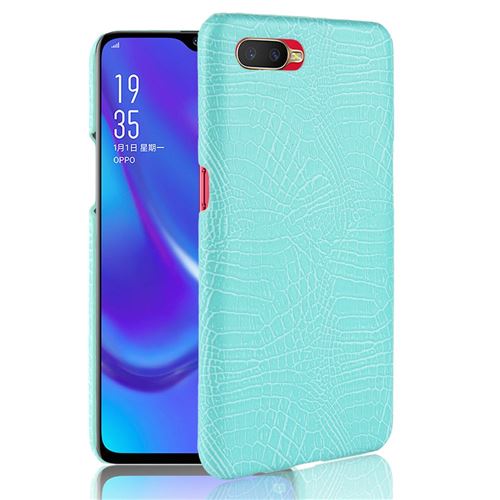 Etui en PU enduit de crocodile cyan pour votre Oppo K1
