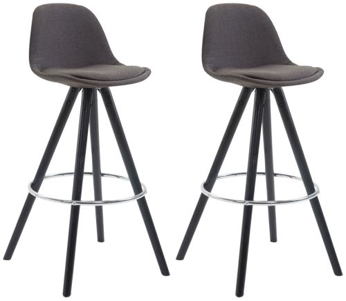 Lot de 2 Tabourets de Bar Franklin Tissu avec pieds ronds , Bois de chêne Noir/Gris foncé
