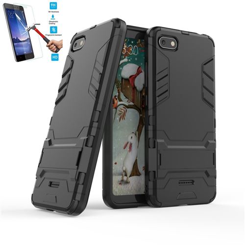 Xiaomi Redmi 6A Anti Choc Noir Avec Film Verre Trempé Coque Housse Etui Antichoc hfs-house®