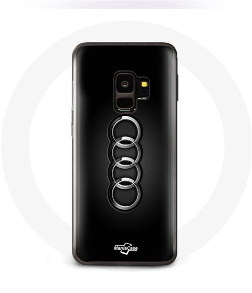 Coque pour Samsung Galaxy S9 plus Audi Logo cache moyeu fond noir Maniacase