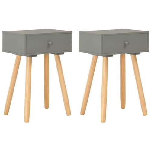 vidaXL Table de chevet 2 pcs Gris Pin massif