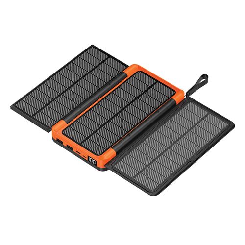 Powerbank Alya Solaire 20000 Mah Avec Lampe Micro Usb / Usb-c / Lightning Noir