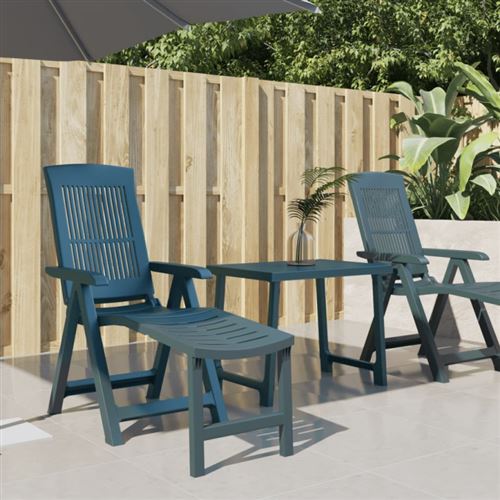 VIDAXL - Chaise longue - 5 positions - Vert - Image 3
