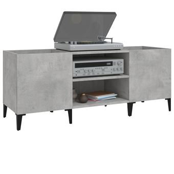 Armoire à Vinyles VidaXL – 100x38x48 Cm, Design Moderne, Bois D’ingénierie Et Pieds En Fer – Rangement Pour Tourne-disque Et LP