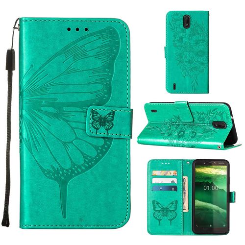 MPFRANCE Housse pour Nokia C1 2020 Vert [Papillon V3]