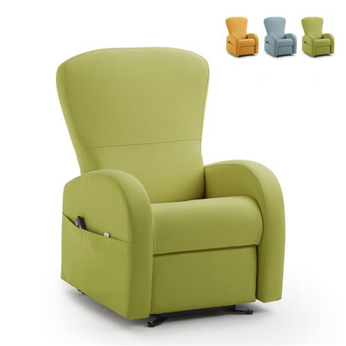 Fauteuil relax inclinable en tissu avec lève-personne à 2 moteurs Greta Couleur: Vert foncé