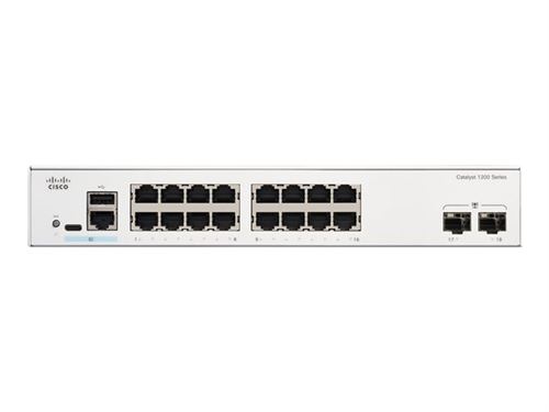 Cisco Catalyst 1200-16T-2G - Commutateur - C3 - intelligent - 16 x 10/100/1000 + 2 x Gigabit Ethernet SFP - Montable sur rack