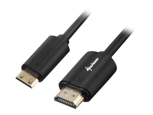 Sharkoon - HDMI-kabel met ethernet - mini-HDMI male naar HDMI male - 3 m - beschermd - zwart - 4K ondersteuning