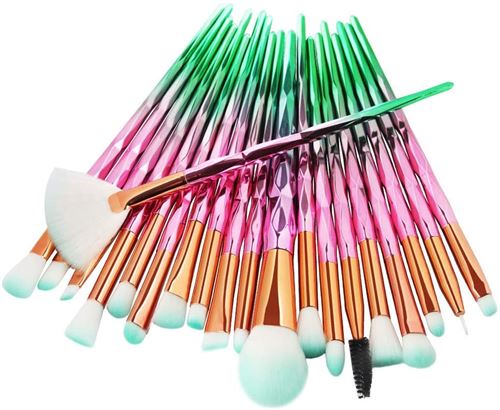 CHENYAO(HZ0004) ensemble de pinceaux 20pcs pour mélange de fond de teint poudre correcteur de blush surligneur ombres à paupières kit (Violet & Vert)