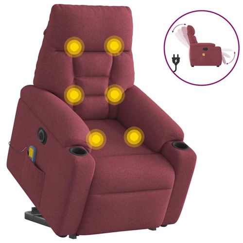 Non Communiqué Rouge Fauteuil Inclinable De Massage Électrique Bordeaux Tissu