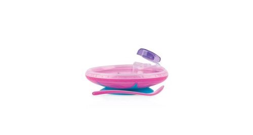 Nuby assiette chauffante avec ventouse - rose - 3 mois +