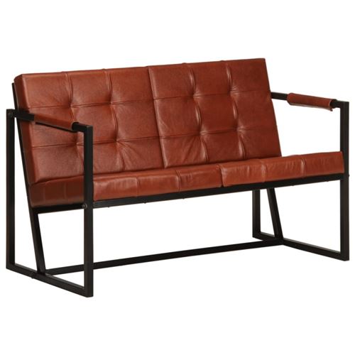 Non Communiqué Brun Canapé À 2 Places Marron Cuir De Chèvre Véritable