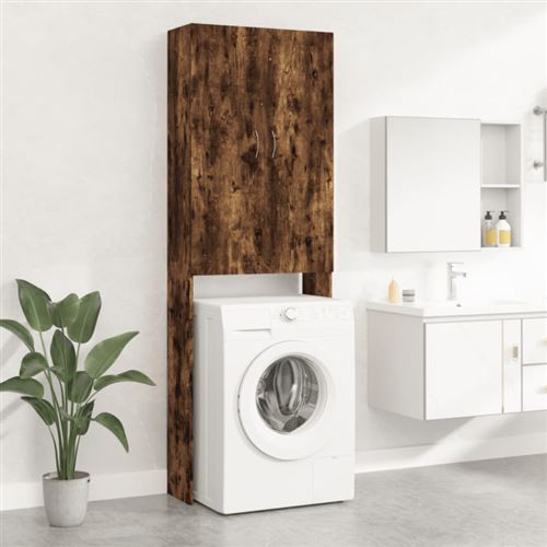 vidaXL Meuble pour machine à laver Chêne fumé 64x25,5x190 cm
