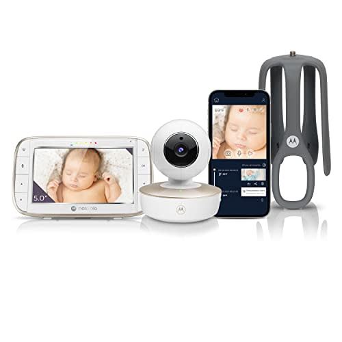 Babyphone Motorola Nursery VM855 Wi-Fi 300m Vision Nocturne Température et Conversation Bidirectionnelle Blanc