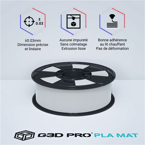 G3D PRO® Filament PLA MAT pour imprimante 3D, 1,75mm, Bois, Bobine