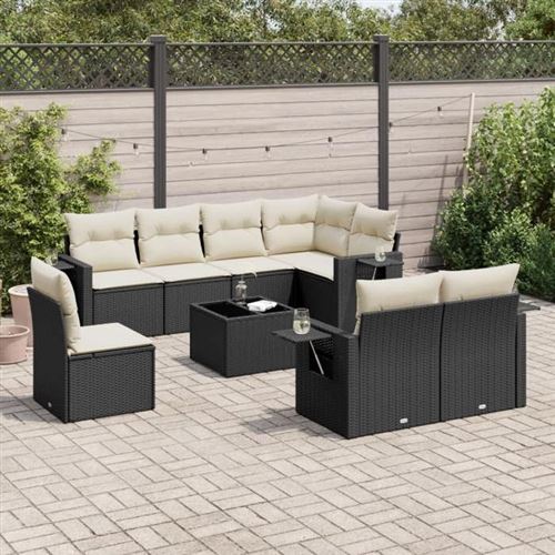 Non Communiqué Noir Resine Tressee Vidaxl 9 Pieces Salon De Jardin Modulable 8 Personnes