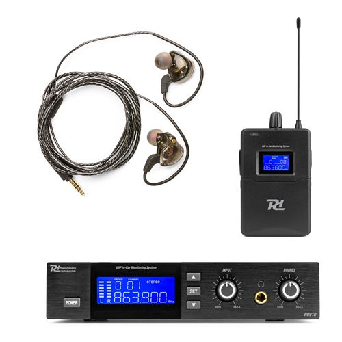 Power Dynamics Pd810 Système In Ear Monitor Sans Fil Uhf - Récepteur Uhf Avec Écouteurs Intra-Auriculaire